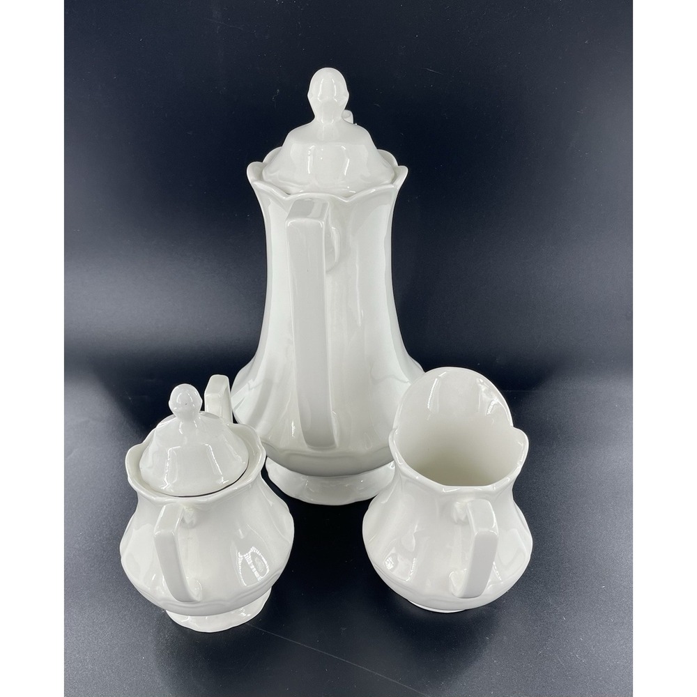 5 Meakin Heirloom Ironstone Teapot Coffee Pot Creamer Sugar Royal Staffordshire - Picture 2 of 15
